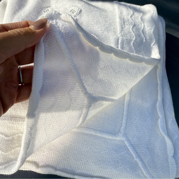 Debenhams Babble Boom Little Cat Embroidered White Knit Baby Blanket - Picture 6 of 17